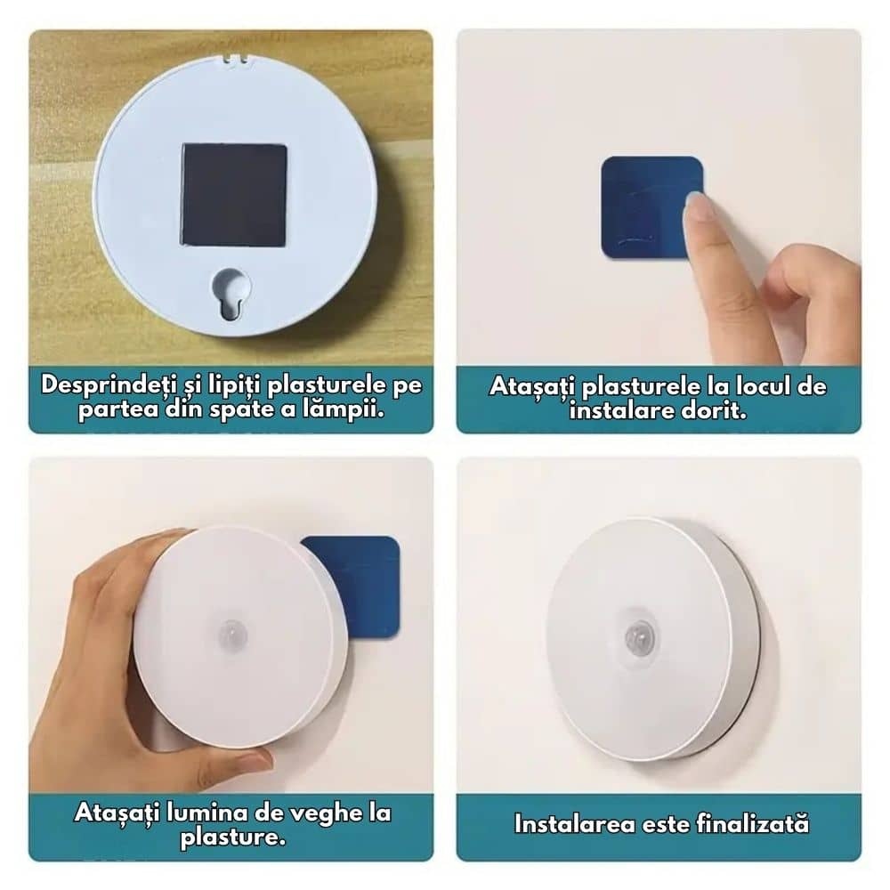 Set 2x lumini de perete cu senzor de mișcare, reincarcabila prin USB