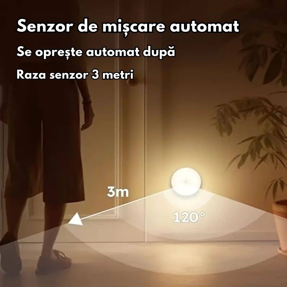 Set 2x lumini de perete cu senzor de mișcare, reincarcabila prin USB