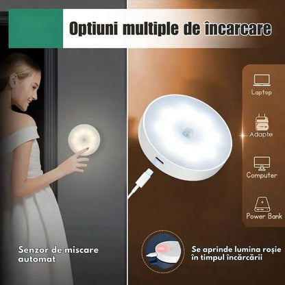 Set 2x lumini de perete cu senzor de mișcare, reincarcabila prin USB